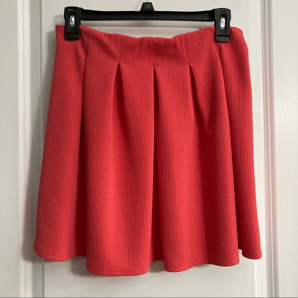 Coral Pink Pleated Skirt